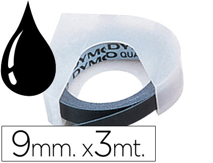 CINTA DYMO 3D 9 MM X 3 MT NEGRA TRADICIONAL