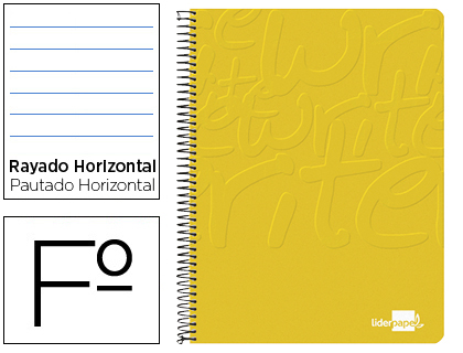 CUADERNO ESPIRAL LIDERPAPEL FOLIO WRITE TAPA BLANDA 80H 60GR HORIZONTAL CON MARGEN COLOR AMARILLO