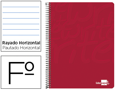 CUADERNO ESPIRAL LIDERPAPEL FOLIO WRITE TAPA BLANDA 80H 60GR HORIZONTAL CON MARGEN COLOR ROJO