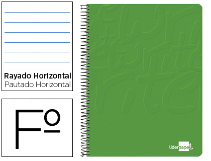 CUADERNO ESPIRAL LIDERPAPEL FOLIO WRITE TAPA BLANDA 80H 60GR HORIZONTAL CON MARGEN COLOR VERDE