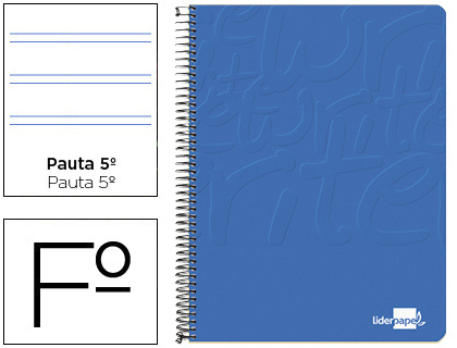 CUADERNO ESPIRAL LIDERPAPEL FOLIO WRITE TAPA BLANDA 80H 60GR PAUTA 2,5 MM CON MARGEN COLOR AZUL