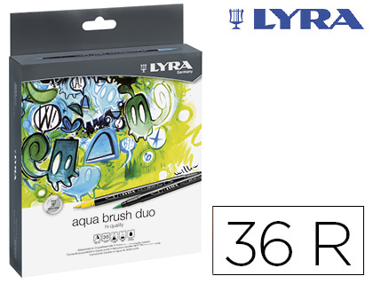 ROTULADOR LYRA AQUA BRUSH DUO CAJA DE 36 COLORES SURTIDOS