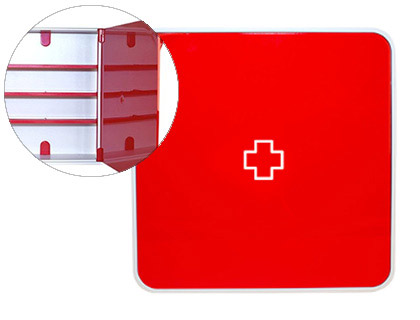 BOTIQUIN PAPERFLOW PLASTICO 3 ESTANTES PARA MEDICINAS 320X70X320 MM ROJO