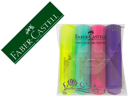 ROTULADOR FABER FLUORESCENTE 1546 COLOR PASTEL ESTUCHE 4 UNIDADES COLORES SURTIDOS