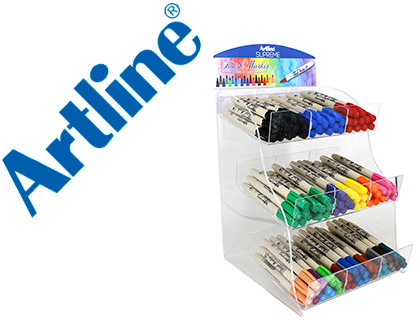 ROTULADOR ARTLINE SUPREME BRUSH BASE DE AGUA PUNTA TIPO PINCEL TRAZO VARIABLE EXPOSITOR DE 108 UNIDADES