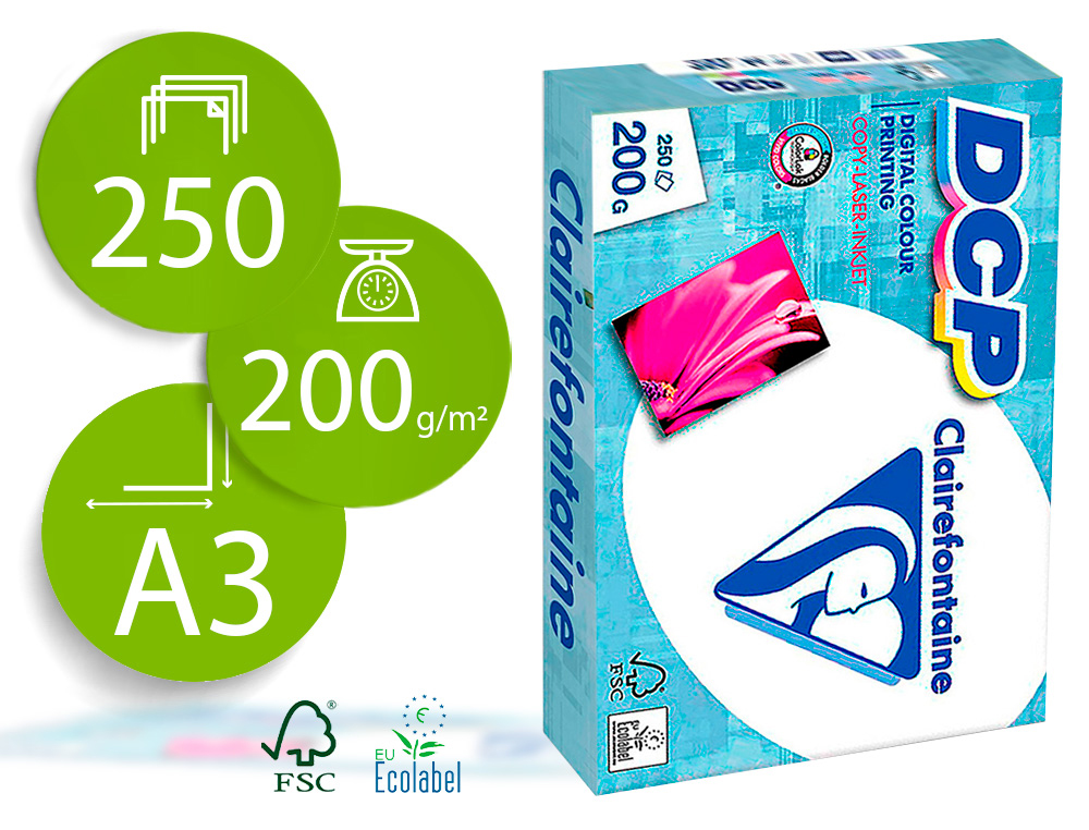 PAPEL FOTOCOPIADORA CLAIREFONTAINE DIN A3 200 GR PAQUETE DE 250 HOJAS