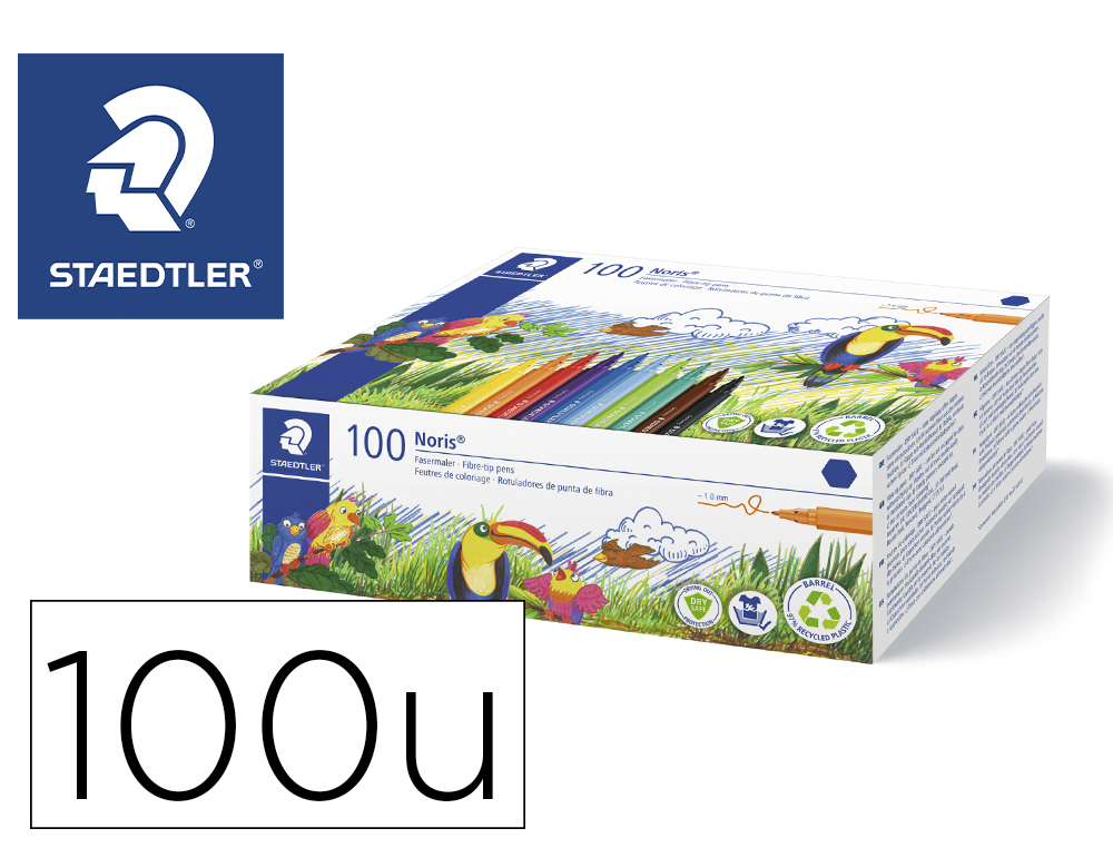 ROTULADOR STAEDTLER NORIS 326 SCHOOL PACK DE 100 UNIDADES COLORES SURTIDOS 10 X COLOR