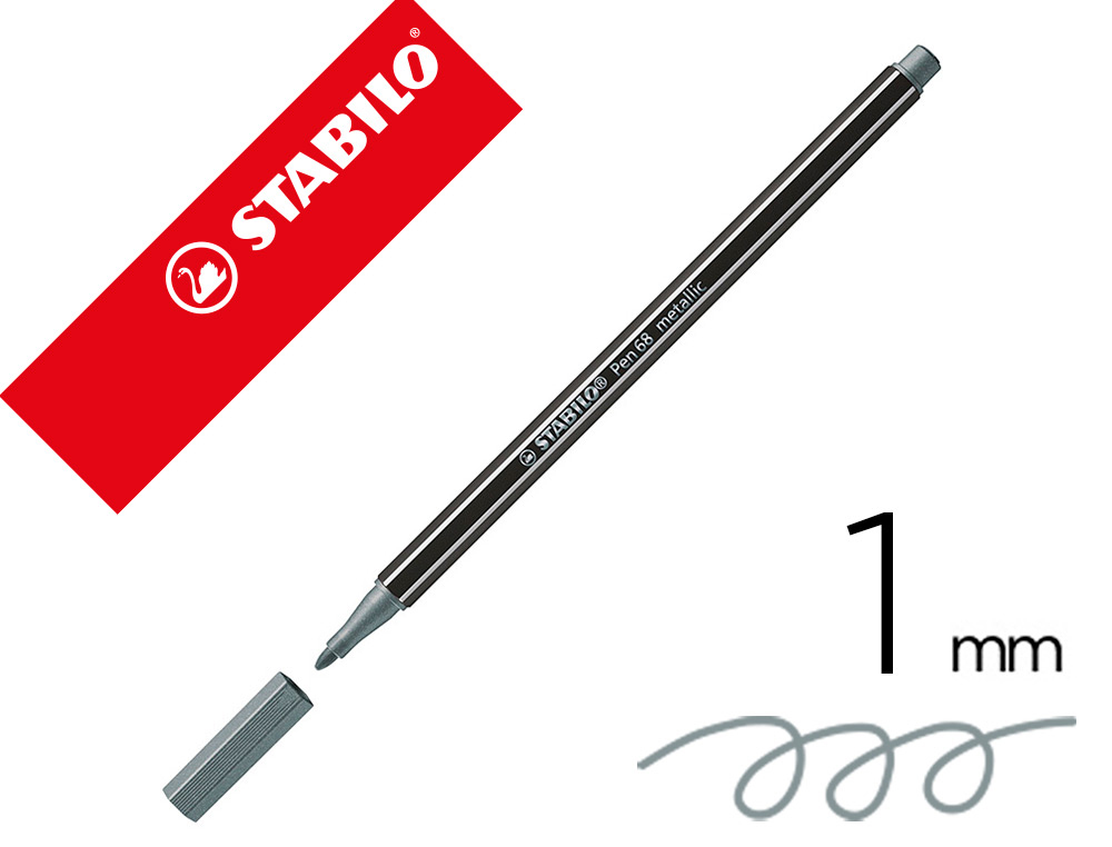 ROTULADOR STABILO ACUARELABLE PEN 68 METALICO PLATA PUNTA GRUESA 1MM