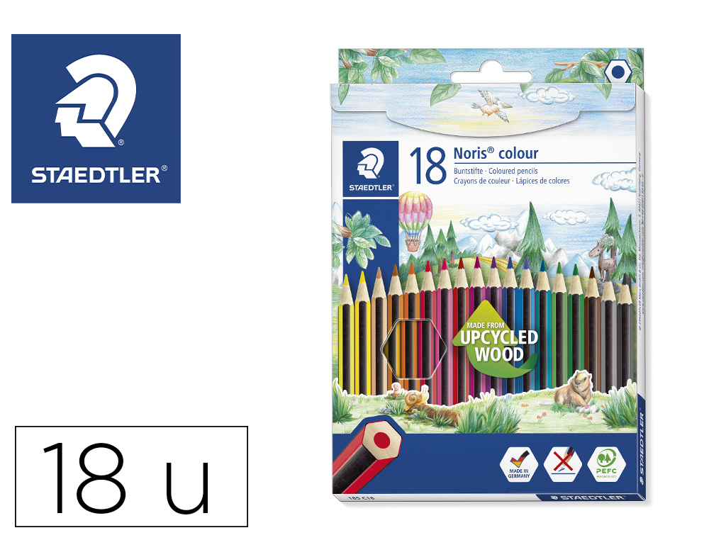 LAPICES DE COLORES STAEDTLER WOPEX ECOLOGICO 18 COLORES EN CAJA DE CARTON