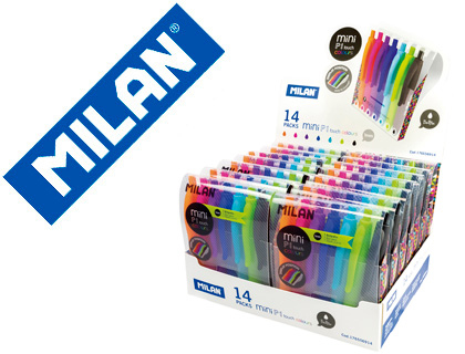 BOLIGRAFO MILAN P1 RETRACTIL 1 MM TOUCH MINI ESTUCHE DE 7 UNIDADES COLORES SURTIDOS EXPOSITOR DE 14 ESTUCHES