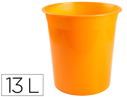 PAPELERA PLASTICO Q-CONNECT NARANJA TRANSLUCIDO 13 LITROS 275X285 MM