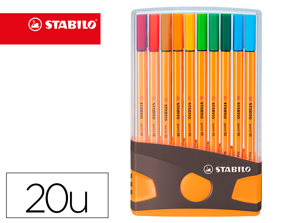 ROTULADOR STABILO PUNTA DE FIBRA POINT 88 COLOR PARADE ANTRACITA/NARANJA ESTUCHE DE 20 UNIDADES COLORES SURTIDOS