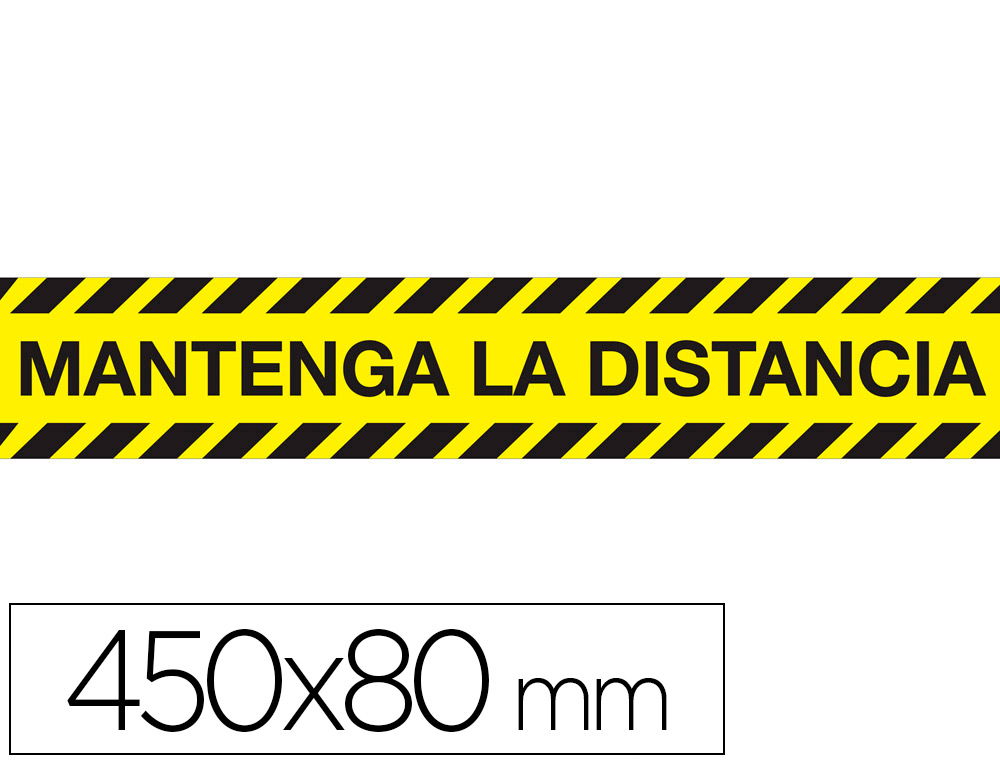 CINTA ADHESIVA DE SEALIZACION MANTENGA LA DISTANCIA DE SEGURIDAD PVC 165 MC 450X80 MM