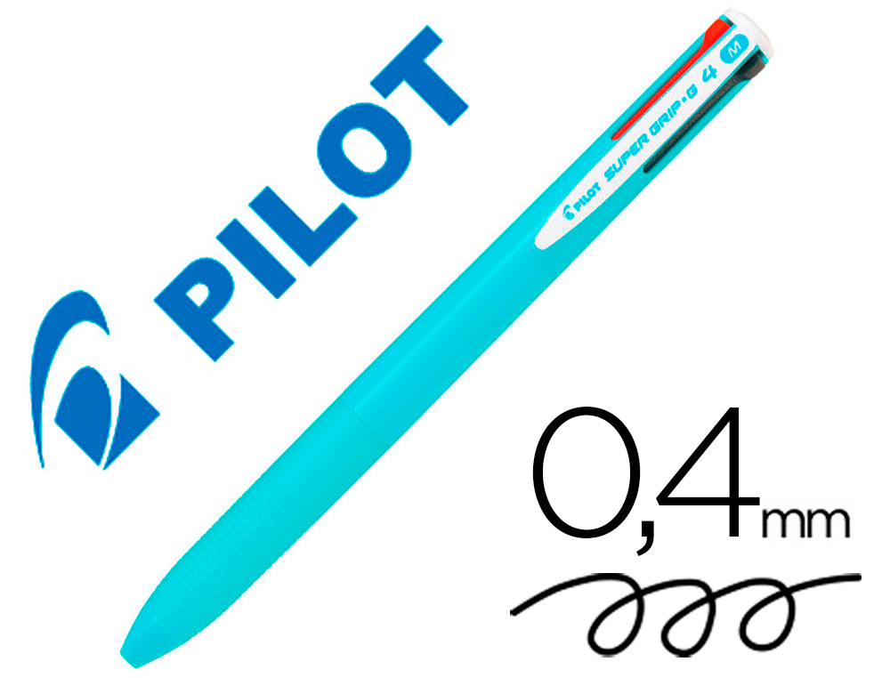 BOLIGRAFO PILOT SUPER GRIP G 4 COLORES RETRACTIL SUJECION DE CAUCHO TINTA BASE DE ACEITE CUERPO COLOR AZUL