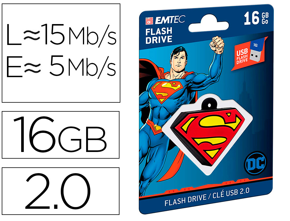 MEMORIA USB EMTEC FLASH 16 GB USB 2.0 COLLECTOR SUPERMAN