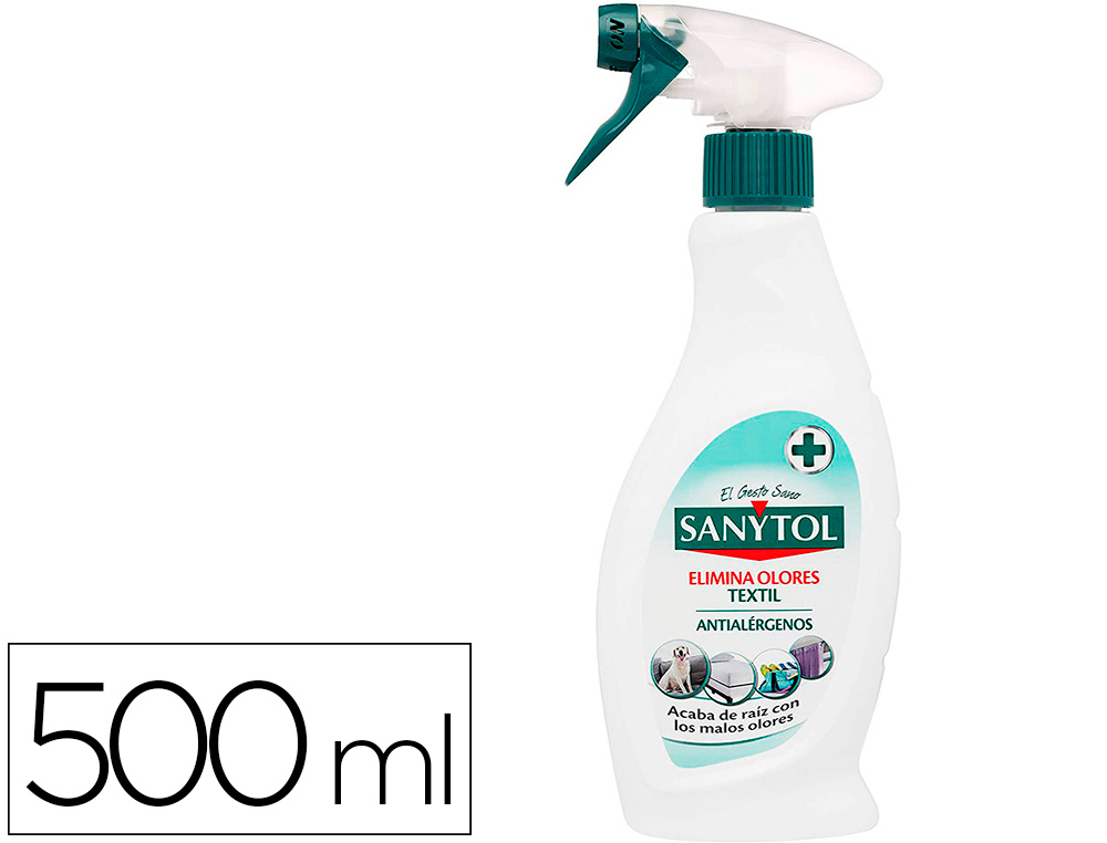 QUITAOLOR DESINFECTANTE SANYTOL PARA TEXTIL CON PULVERIZADOR BOTE DE 500 ML