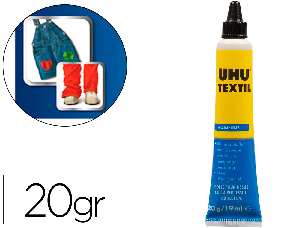 PEGAMENTO UHU ESPECIAL TEXTIL TUBO 20 GR EN BLISTER