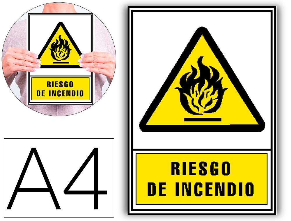 PICTOGRAMA ARCHIVO 2000 RIESGO DE INCENDIO PVC AMARILLO LUMINISCENTE 210X297 MM