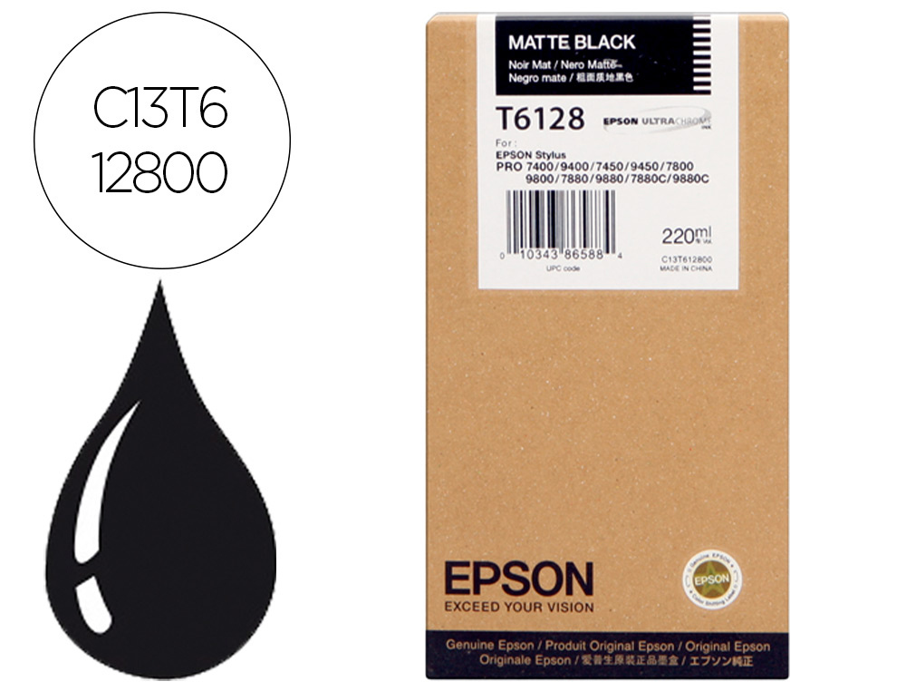 INK-JET EPSON GF STYLUS PHOTO 7450/9450/ 7400/9400/7880/ 9880/7800/9800 NEGRO MATE ALTA CAPACIDAD</