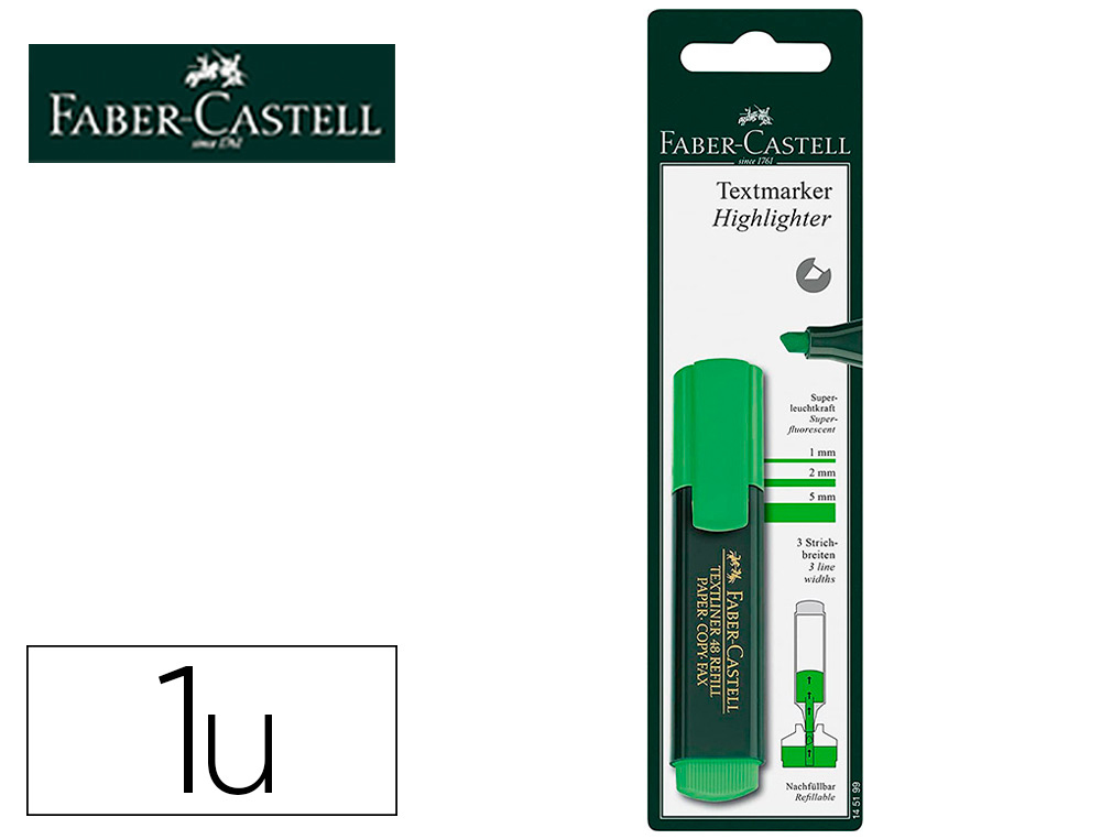 ROTULADOR FABER CASTELL FLUORESCENTE TEXTLINER 48-63 VERDE BLISTER DE 1 UNIDAD