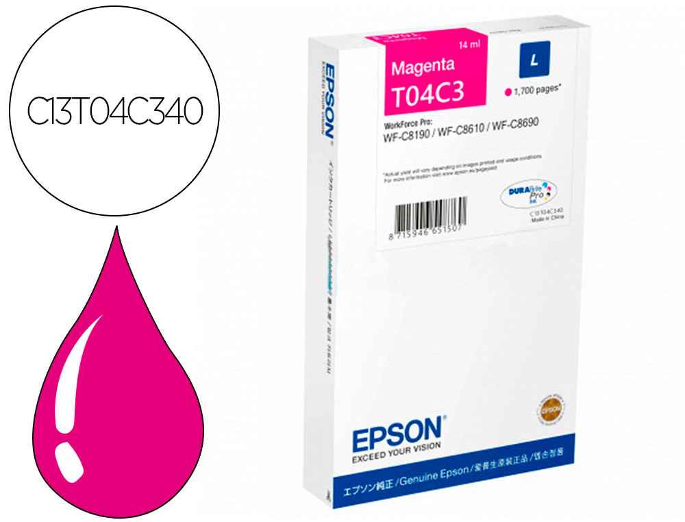 INK-JET EPSON T04C3 MAGENTA 1700 PAGINAS