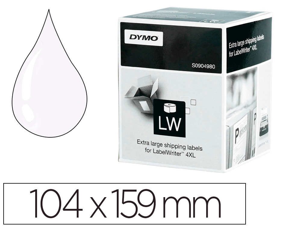 ETIQUETA ADHESIVA DYMO LABELWRITER PARA ENVIO 104X159 MM BLANCA PARA IMPRESORAS 4XL/5XL ROLLO DE 220 UNIDADES