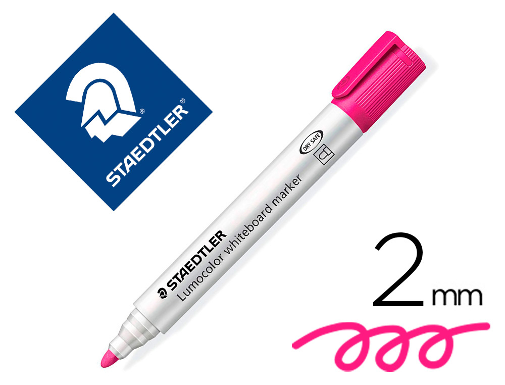 ROTULADOR STAEDTLER LUMOCOLOR 351 PARA PIZARRA BLANCA PUNTA REDONDA 2 MM RECARGABLE COLOR ROSA