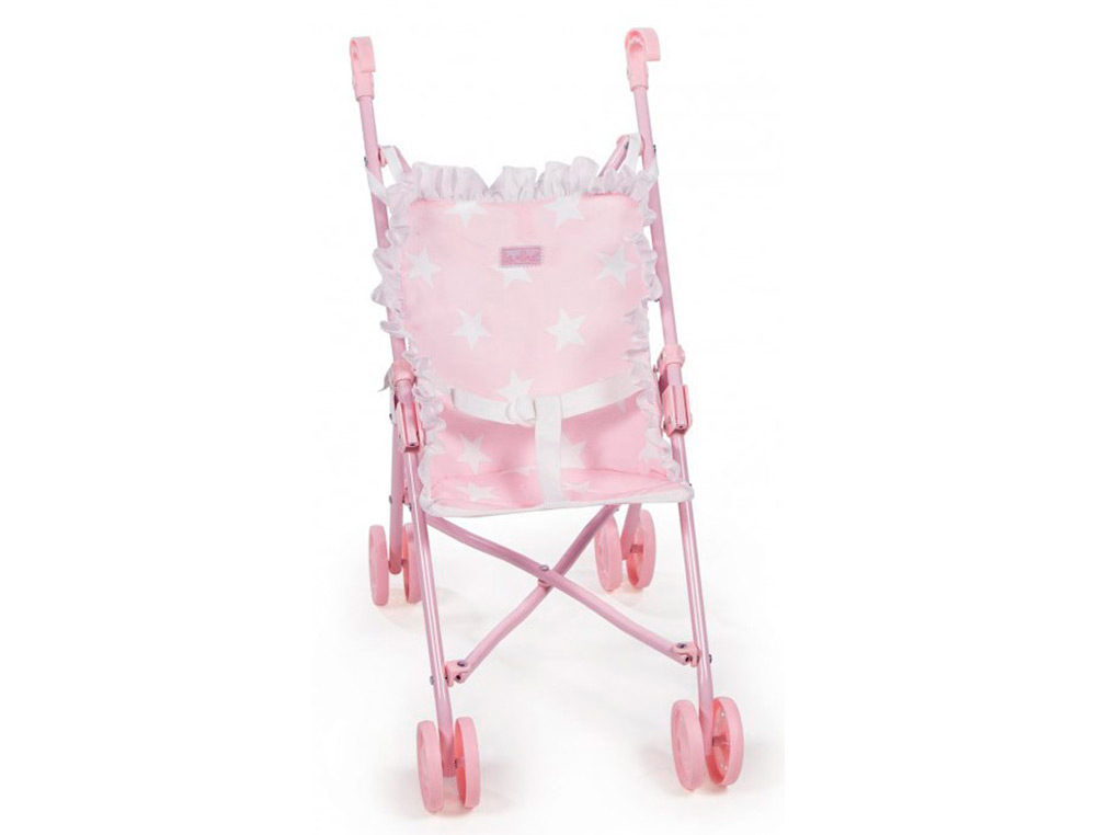 SILLA PEQUEA DE PASEO PARA MUECAS CARLOTA COLOR ROSA 550X270X410 MM