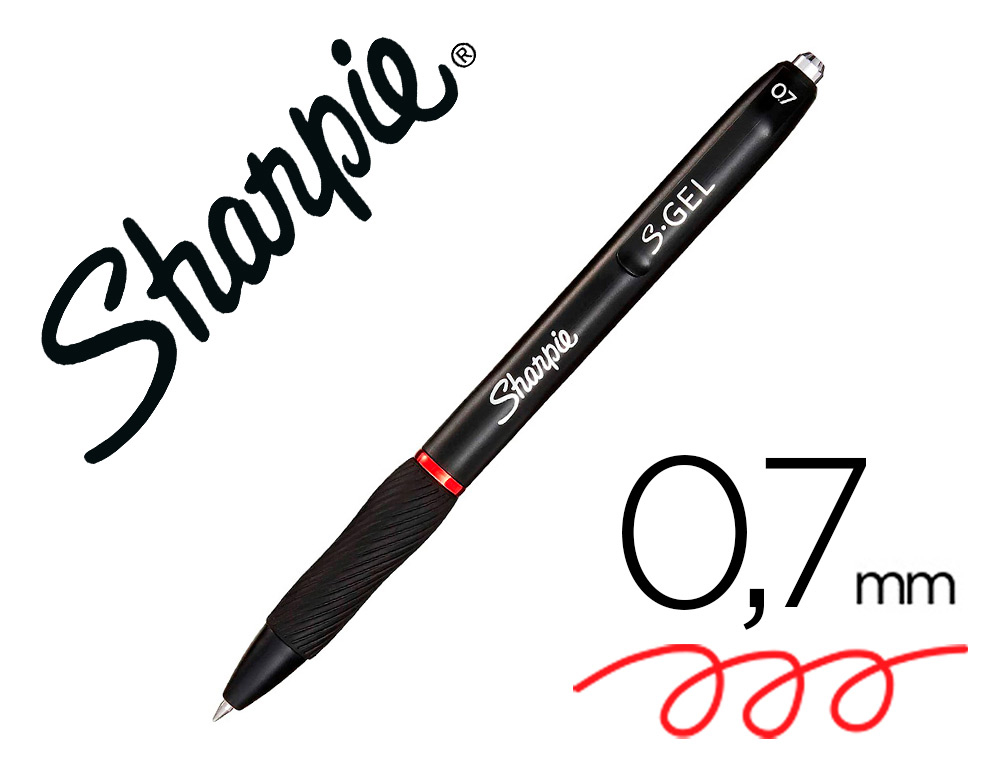 BOLIGRAFO SHARPIE RETRACTIL TINTA GEL PUNTA 0,7 MM COLOR ROJO