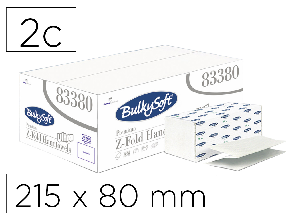 TOALLA ENGARZADA OFYHOSTEL BULKYSOFT GOFRADA PREMIUM FOLD 2 CAPAS PLEGADO Z 215 X 80 MM