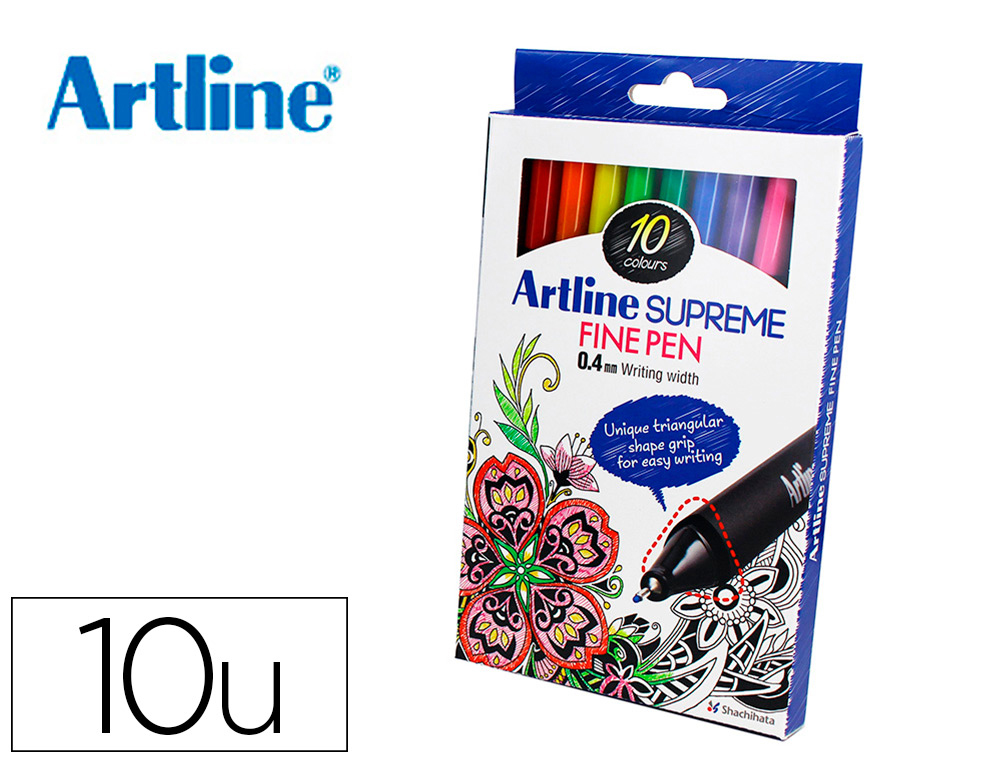 ROTULADOR ARTLINE SUPREME EPFS200 FINE LINER PUNTA DE FIBRA 0,4 MM BOLSA 10 UNIDADES COLORES SURTIDOS