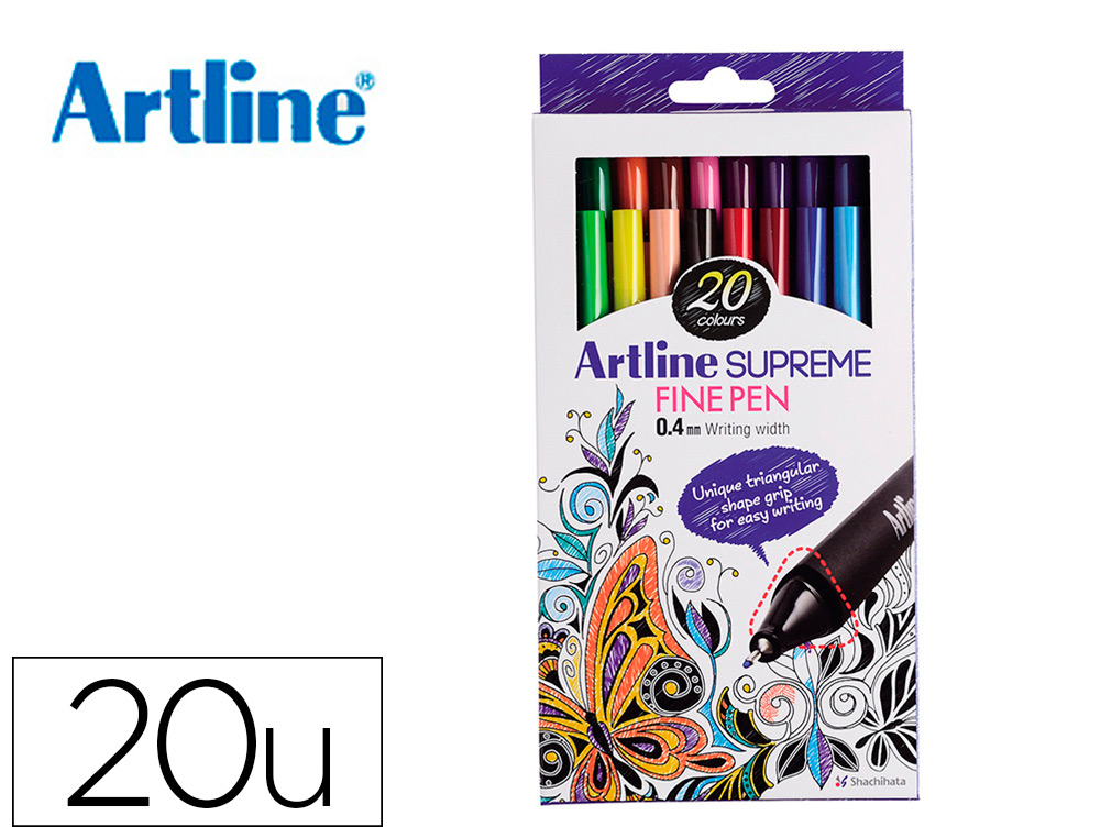 ROTULADOR ARTLINE SUPREME EPFS200 FINE LINER PUNTA DE FIBRA 0,4 MM BOLSA 20 UNIDADES COLORES SURTIDOS