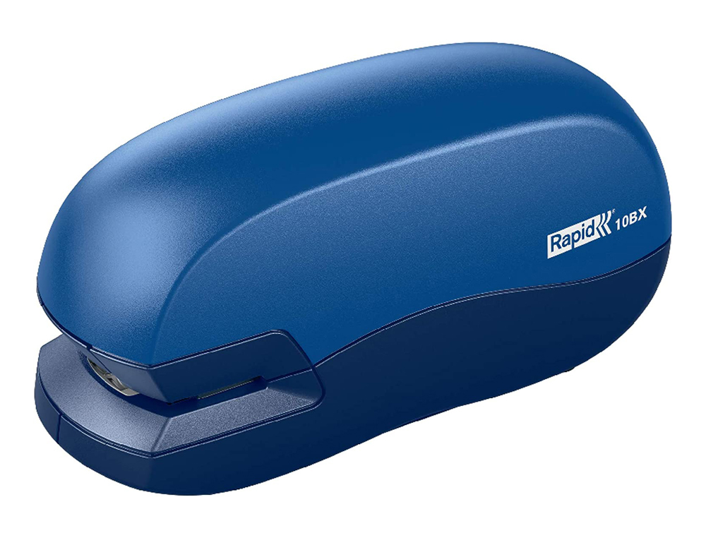 GRAPADORA RAPID CONTACTLESS 10BX PLASTICO CAPACIDAD DE GRAPADO 10 HOJAS USA GRAPAS 24/6 Y 26/6 COLOR AZUL