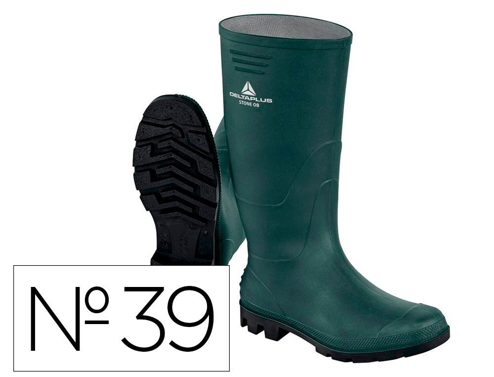 BOTAS DELTAPLUS DE SEGURIDAD STONE PVC VERDE SUELA DE TACOS TALLA 39