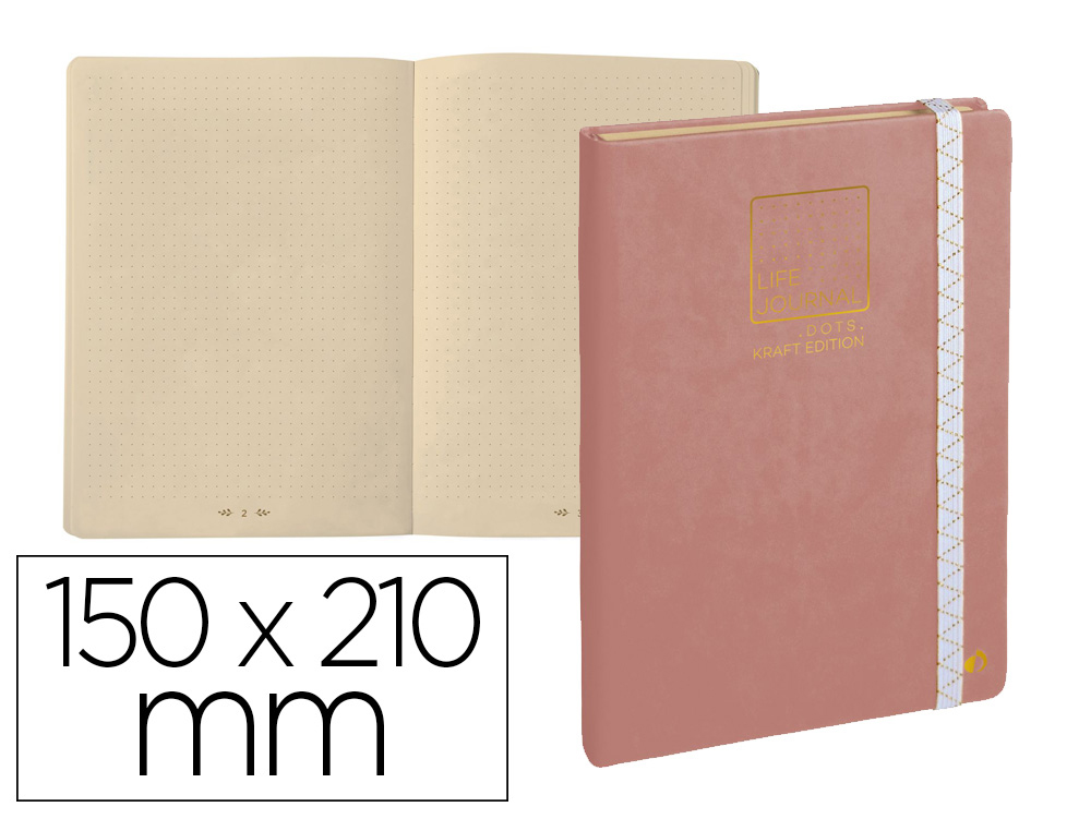 LIBRETA QUO VADIS LIFE JOURNAL DOTS METODO BULLET 15X21 CM 215 HOJAS 90 GR TAPA KRAFT