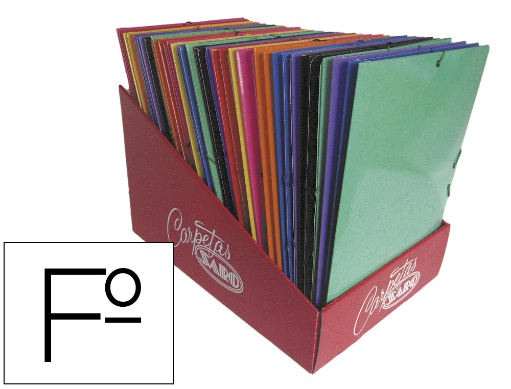 CARPETA GOMAS SOLAPAS SARO CARTON FOLIO COLORES SURTIDOS