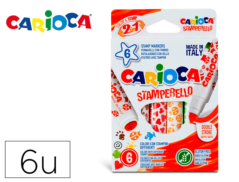 ROTULADOR CARIOCA STAMPERELLO CAJA 6 UNIDADES COLORES SURTIDOS