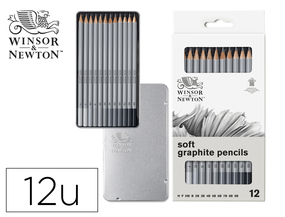 LAPICES DE GRAFITO WINSOR&NEWTON STUDIO COLECCION CAJA METALICA CON 12 UNIDADES GRADUACIONES SURTIDAS