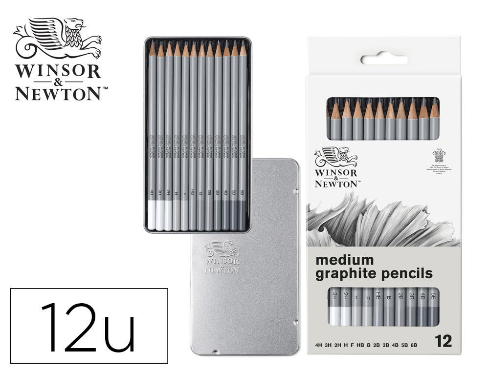 LAPICES DE GRAFITO WINSOR&NEWTON STUDIO COLECCION CAJA METALICA CON 12 UNIDADES GRADUACIONES SURTIDAS