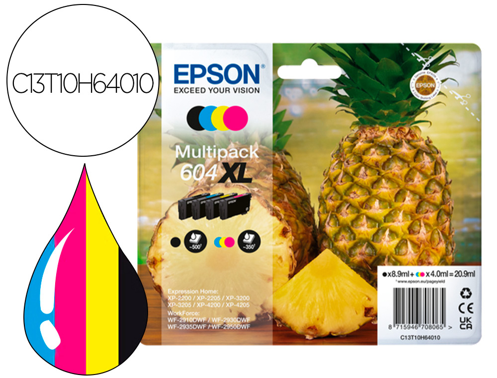 INK-JET EPSON 604XL EXPRESSION HOME XP-2200 / 2205 / 3200 / 3205 / 4200 / 4205 / WF-2910 SERIES PACK DE