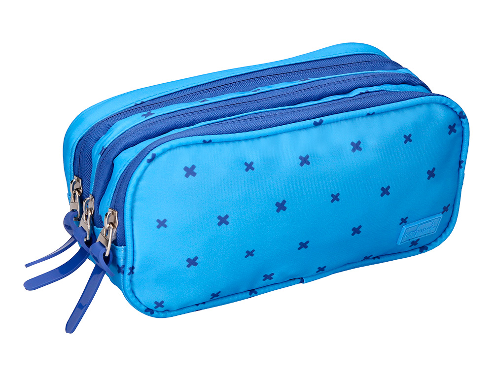 BOLSO ESCOLAR PORTATODO LIDERPAPEL 2 COMPARTIMENTOS DISEO 2 AZUL