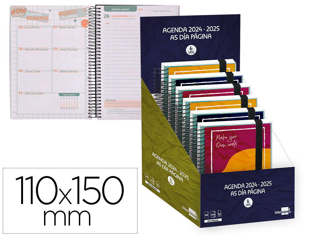 AGENDA ESCOLAR LIDERPAPEL AO 24 - 25 PERSONALIZABLE SURTIDO DA PGINA A6