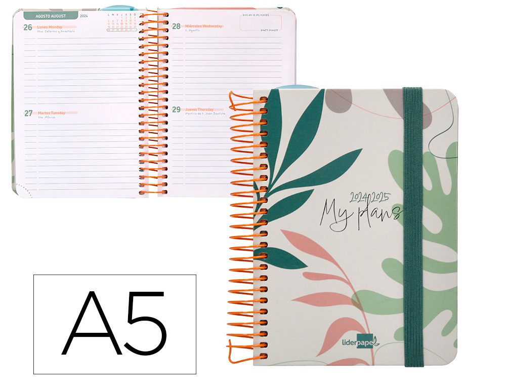 AGENDA ESCOLAR LIDERPAPEL AO 24 - 25 CURSO CLASSIC MY PLANS NATURE 2 DAS PGINA A6