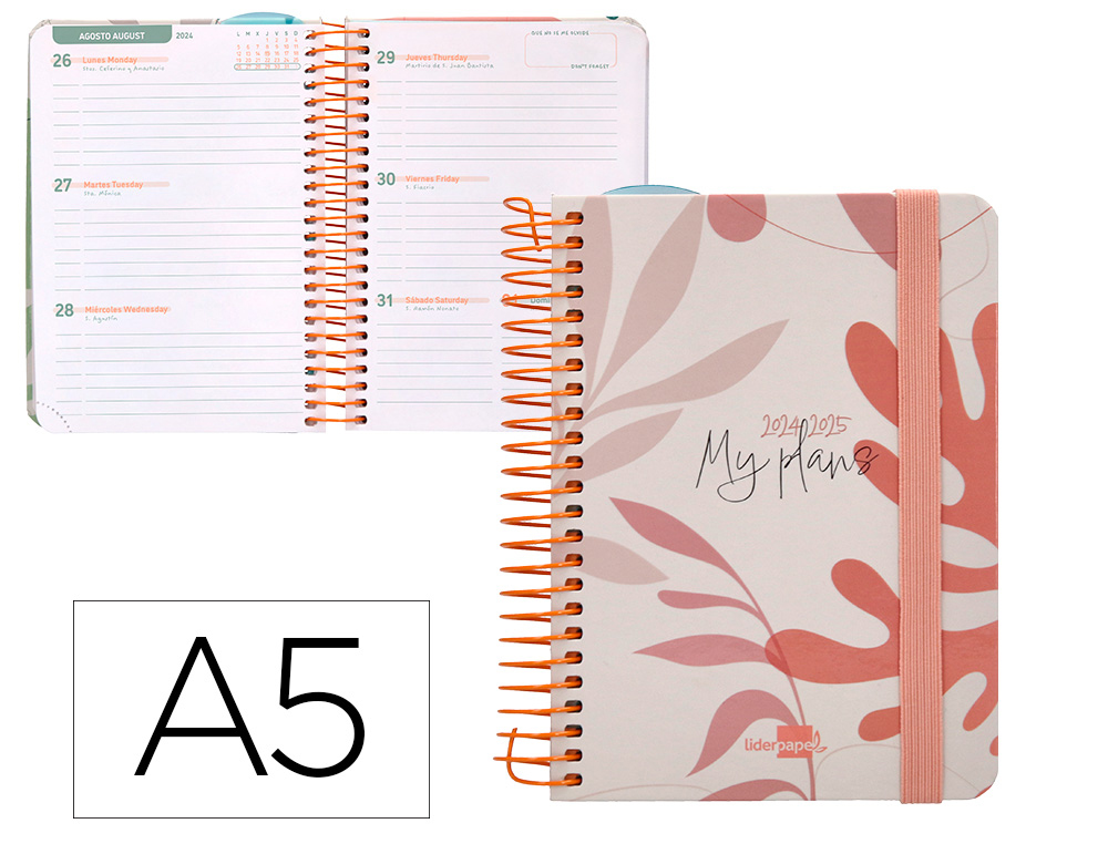 AGENDA ESCOLAR LIDERPAPEL AO 24 - 25 CURSO CLASSIC MY PLANS CORAL SEMANA VISTA A6