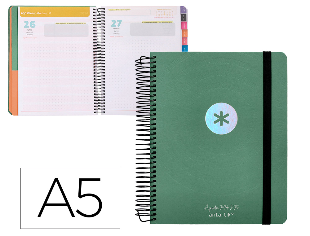 AGENDA ESCOLAR ANTARTIK AO 24 - 25 CURSO COLECCION MINIMAL GREEN DA PGINA A5