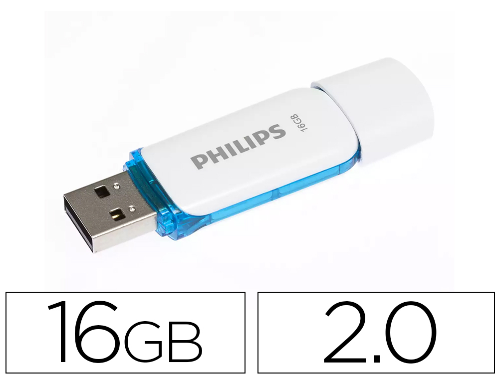MEMORIA USB PHILIPS FLASH USB 2.0 16GB SNOW BLUE