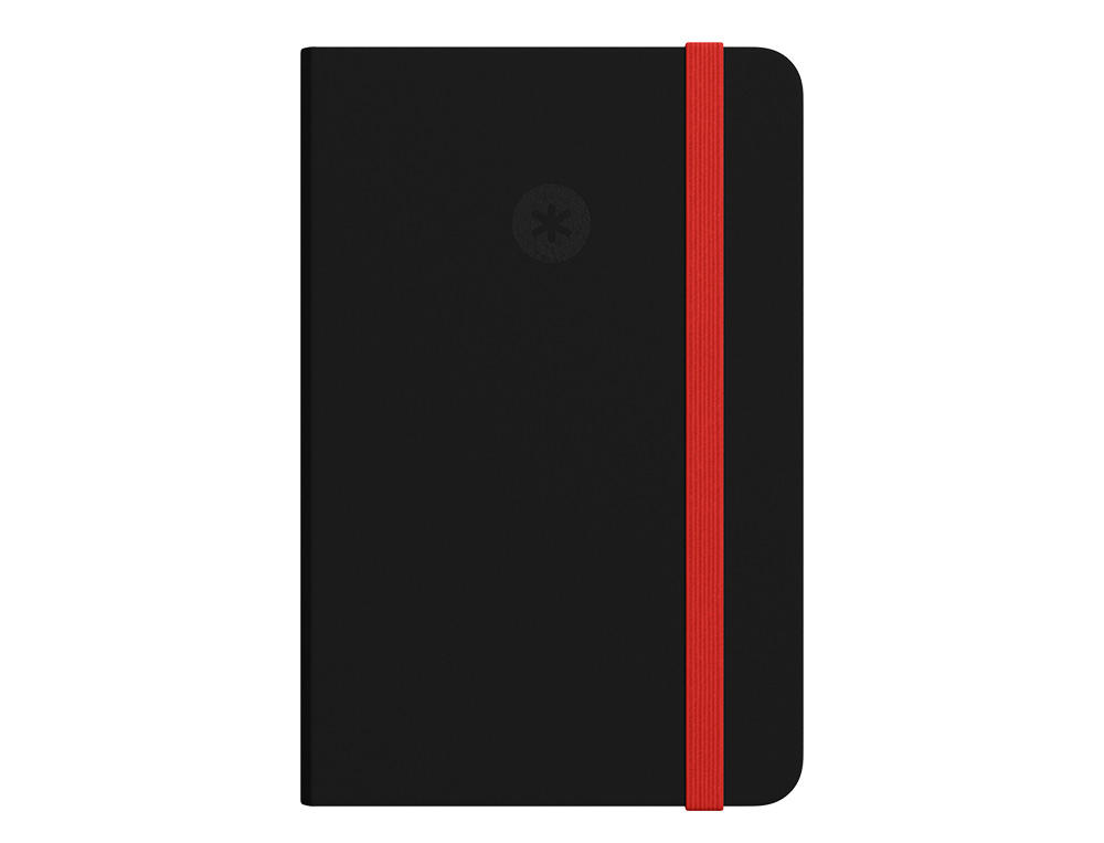 CUADERNO CON GOMILLA ANTARTIK NOTES TAPA DURA A4 HOJAS LISAS NEGRO Y ROJO 100 HOJAS 80 GR FSC