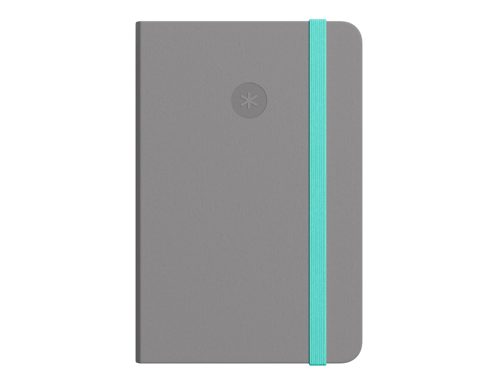 CUADERNO CON GOMILLA ANTARTIK NOTES TAPA DURA A4 HOJAS LISAS GRIS Y TURQUESA 100 HOJAS 80 GR FSC