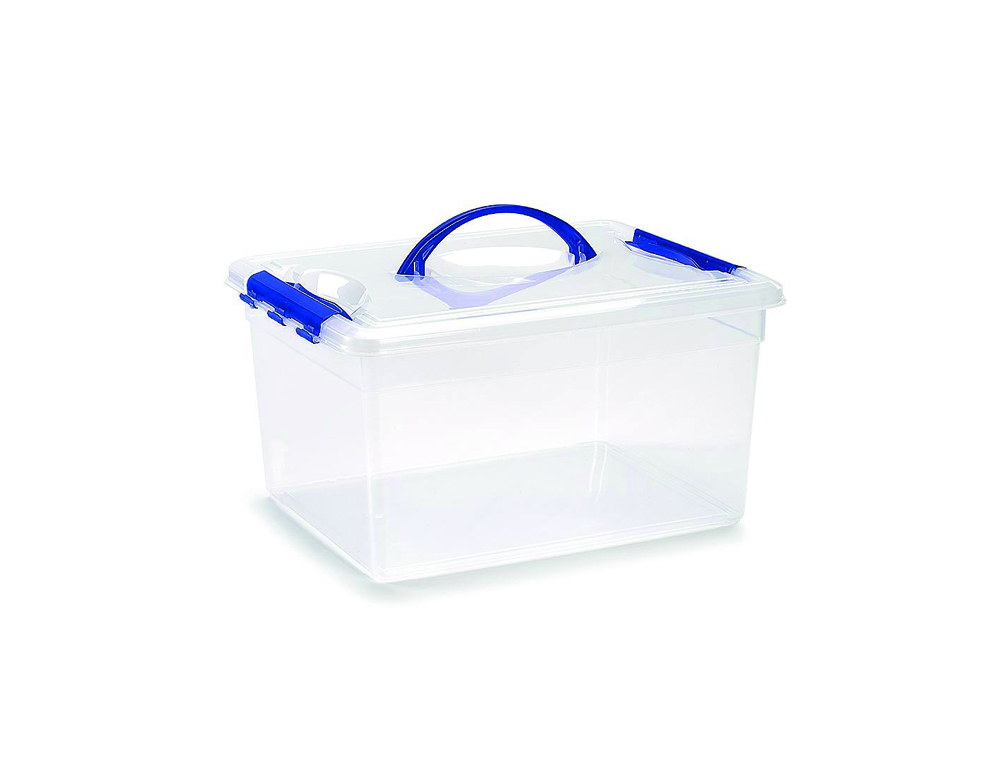 CONTENEDOR PLASTICO PLASTICFORTE N 9 TRANSPARENTE CON TAPA Y ASA CAPACIDAD 12 L