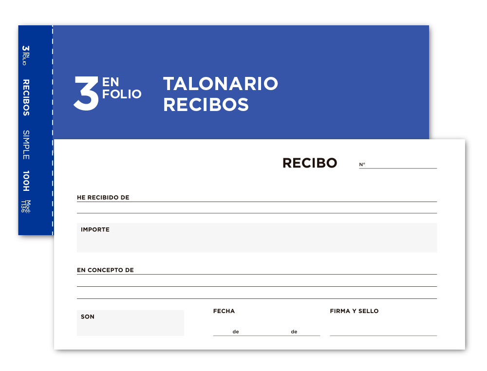 TALONARIO LIDERPAPEL RECIBOS 3/F ORIGINAL T136 SIN MATRIZ